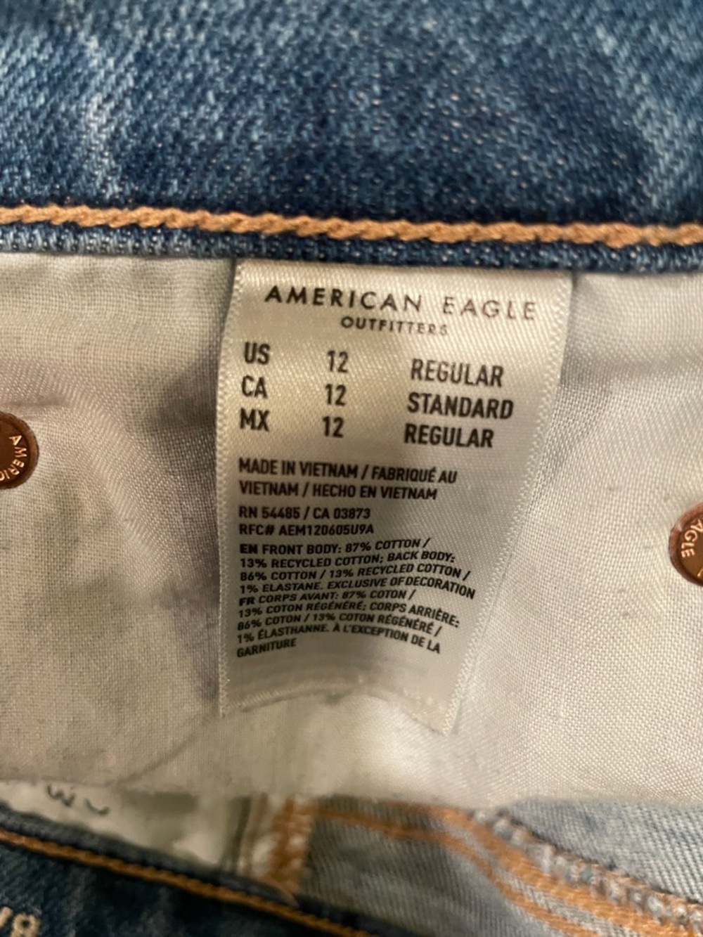 American Eagle Outfitters Distressed Mid-Blue Straight Leg Jeans - Picture 5 of 5